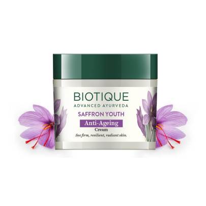 BIOTIQUE ADVANCED AYURVEDA SAFFRON YOUTH ANTI AGEING CREAM 50G