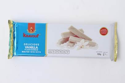 KRAVOUR DELICIOUS VANILA FLAVOURED WAFER BISCUIT 100GM 