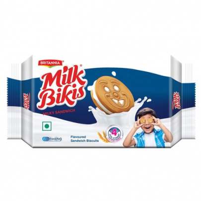 BRITANNIA MILK BIKIS MILKY SANDWICH BISCUIT MRP 45