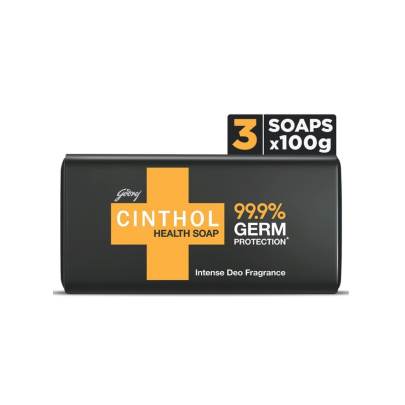 Cinthol Health+ Bath Soap 99.9% Germ Protection, 100g (Pack of 3)