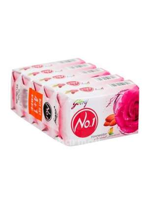 Godrej No.1 Bathing Soap - Rosewater & Almond, 100g (Pack of 5)
