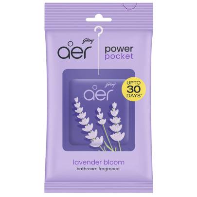 Godrej aer Power Pocket Bathroom Freshener – Lavender Bloom (10g) | Lasts up to 30 days | Germ Protectio