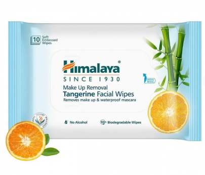 HIMALAYA MAKE UP REMOVAL TANGERINE FACIAL WIPES 10S