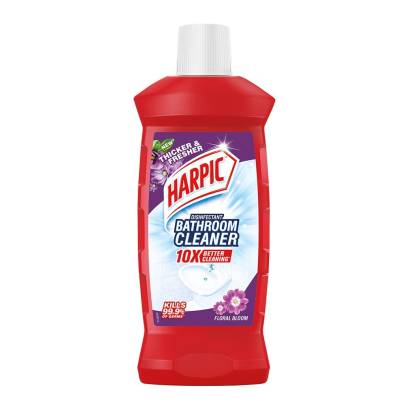 Harpic 1 Litre - Floral, Bathroom Cleaner Liquid | New Thicker Bathroom Floor Cleaner | Red Harpic Bottle