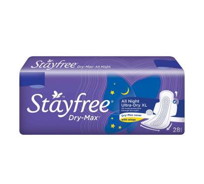 JOHNSONS STAYFREE DRY -MAX XL 28N PADS