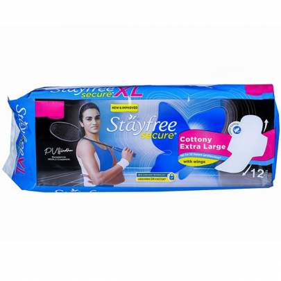 JOHNSONS STAYFREE SECURE COTTONY EXTRA LARGE XL 12N PADS