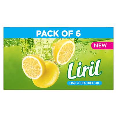 Liril Lime And Tea Tree Oil Soap Pack Of 6. Refreshing Bathing Soap. Paraben & Sulphate Cleanser Free Soap. 100% Natural Lemon Extract & Tea Tree Oil