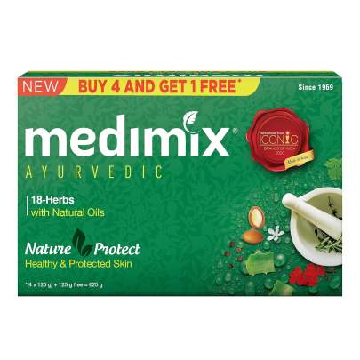 Medimix Ayurvedic Classic 18 Herbs Bathing Soap 125g (Buy 4 Get 1 EXTRA Combo Pack) | Natural Oils For Healthy & Protected Skin | Shop Herbal | Natura