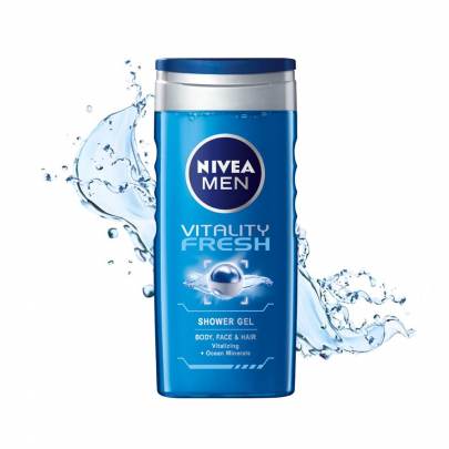 NIVEA VITALITY FRESH SHOWER GEL BODY FACE AND HAIR 250 ML