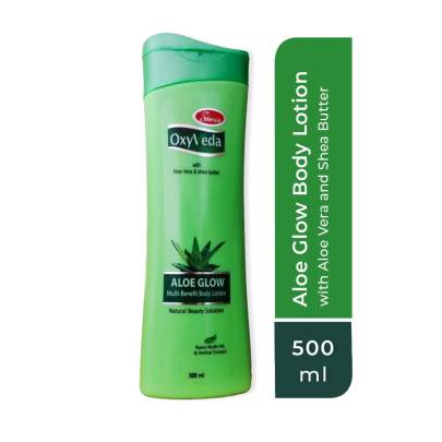 Simco Oxyveda Aloe Glow Multi-Benefit Body Lotion, 500 ml | Nourishing Body Lotion with Aloe Vera & Shea Butter | Moisturizing Body Lotion for Smooth 