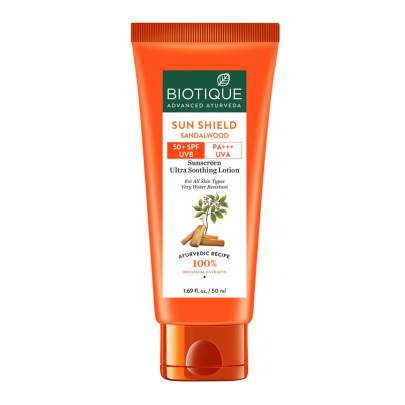 biotique Sun Shield Sandalwood 50+Spf Suncreen Lotion 50ml