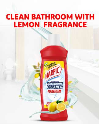 Thicker and Fresher Harpic disinfectant Bathroom cleaner 10x Better cleaning Lemon Fresh 500ml