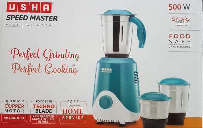 Usha speed master mixer grinder 500 Watts , 2 years warranty. copper motor (random color)