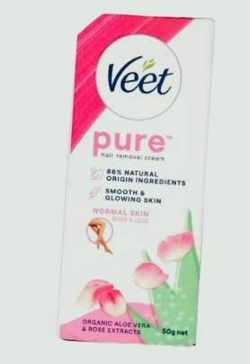 Veet Pure Normal Skin Body & Legs Hair Removal Cream - Organic Aloe Vera & Rose Extracts 50 g